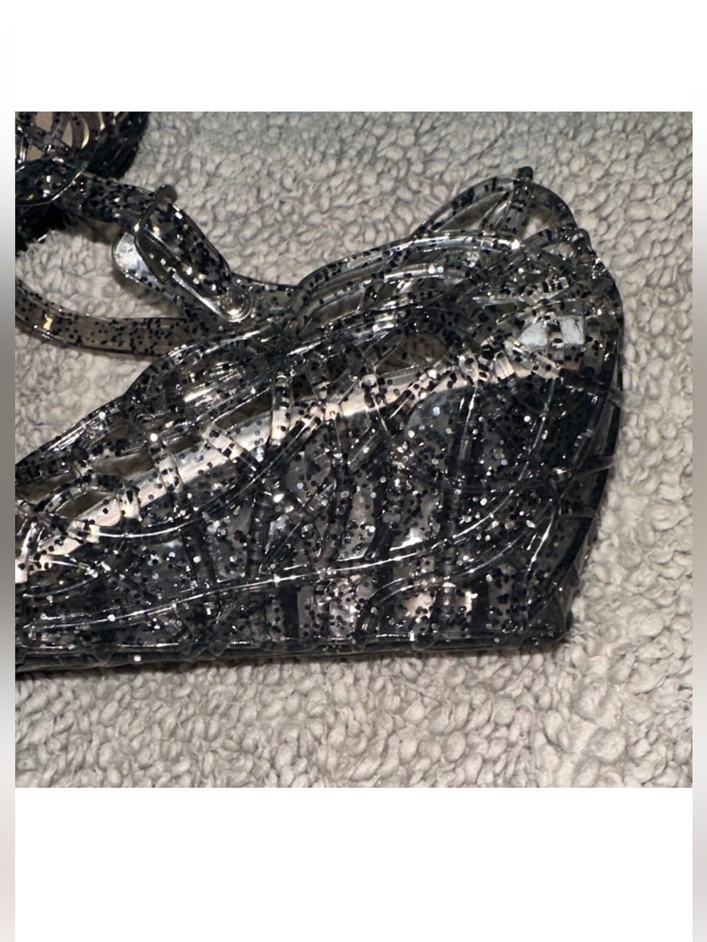 Vivienne Westwood Anglomania Black Glitter Jelly Wedge Sandal - Picture 5 of 11